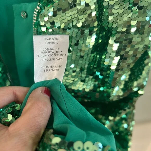 For Love & Lemons Marais Sequin Mini Dress SZXS Backless Green Party Cocktail